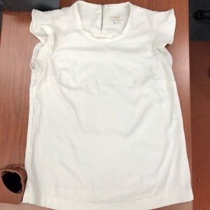 White J. Crew blouse with flutter cap sleeves